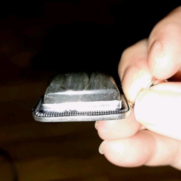 New labradorite gemstone stamped 925 sterling silver overlay pendant - Picture 4 of 5